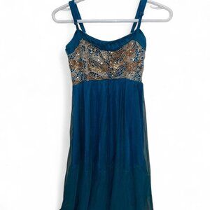 Blue and Gold Ballet Empire Dress